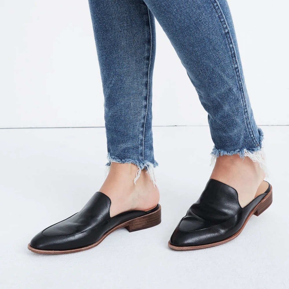 Madewell Black Leather Slip-On Mules
